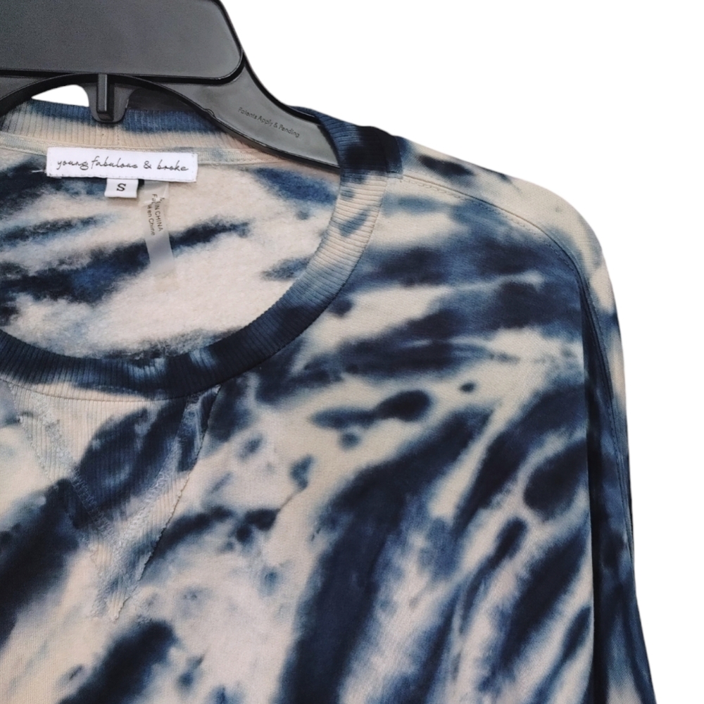 Young Fabulous & Broke Blue Tie Dye Stripe Oversized Sweatshirt Women Size Small - Picture 6 of 9
